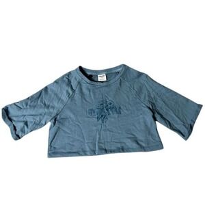 Gymshark‎ Floral Crop Top Athletic Workout Casual Short Sleeve  Blue Size S